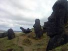 Moai na stokach wulkanu Rano Raraku